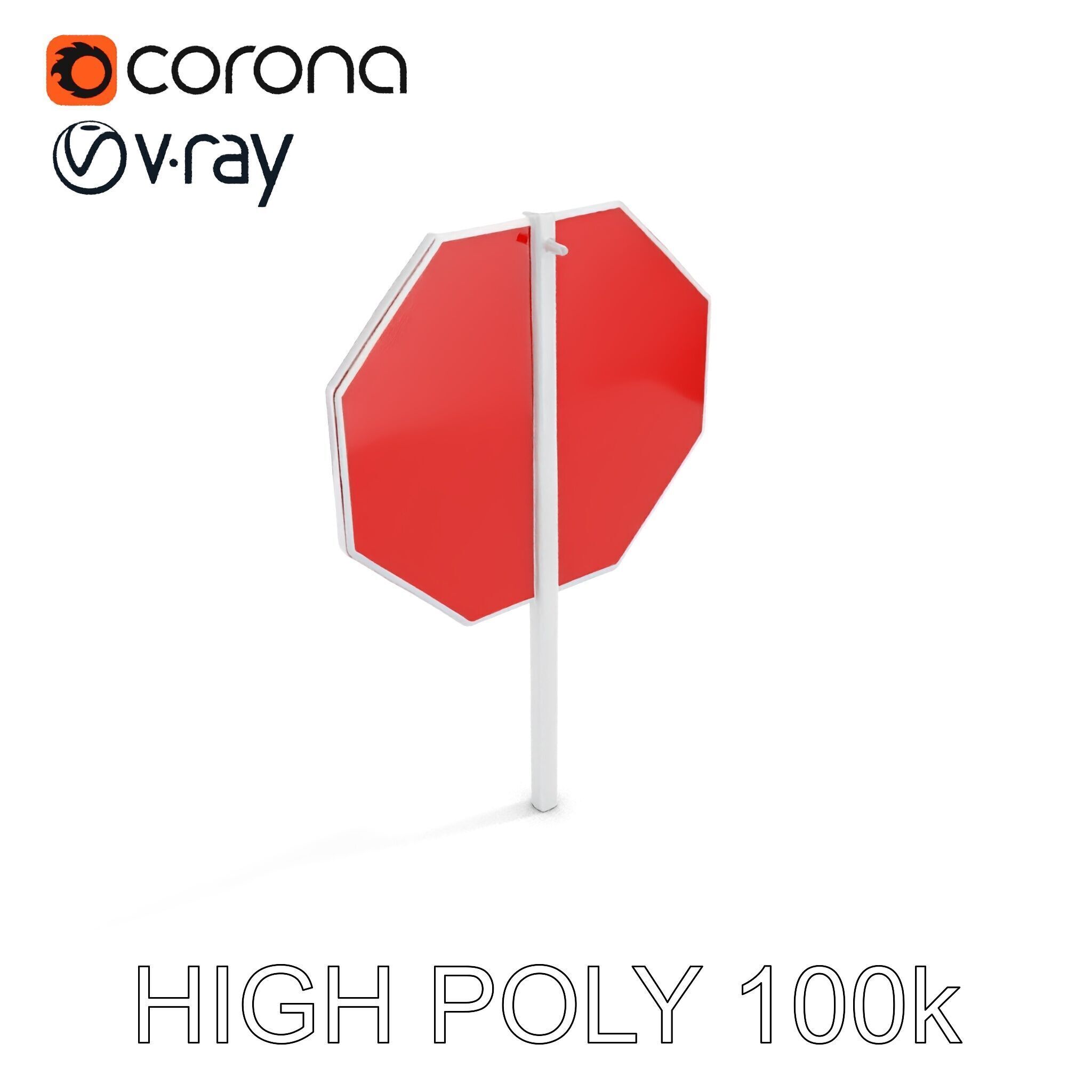 Realistic Stop Sign D Model Pack Low-poly 3D model_14