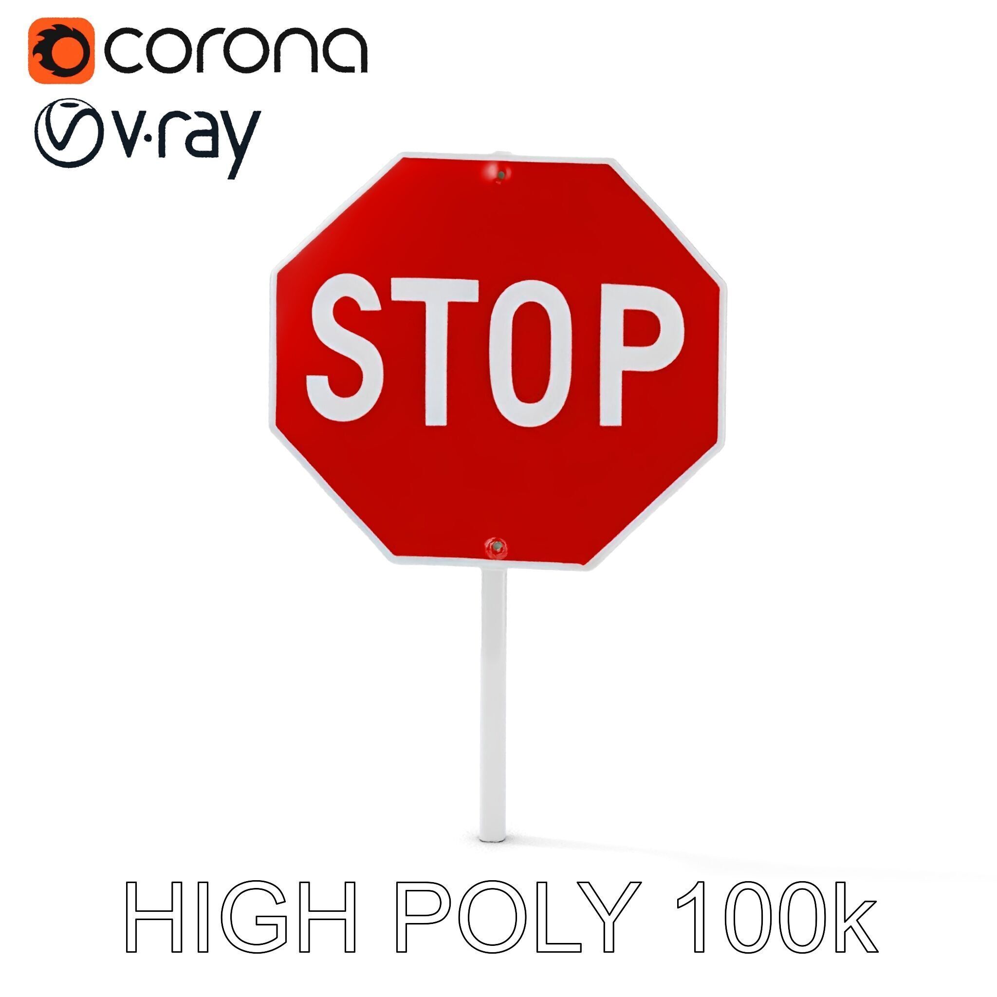 Realistic Stop Sign D Model Pack Low-poly 3D model_35