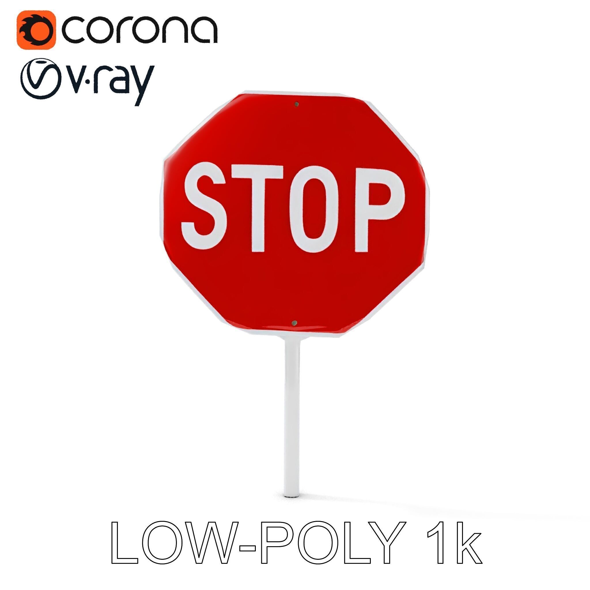 Realistic Stop Sign D Model Pack Low-poly 3D model_27