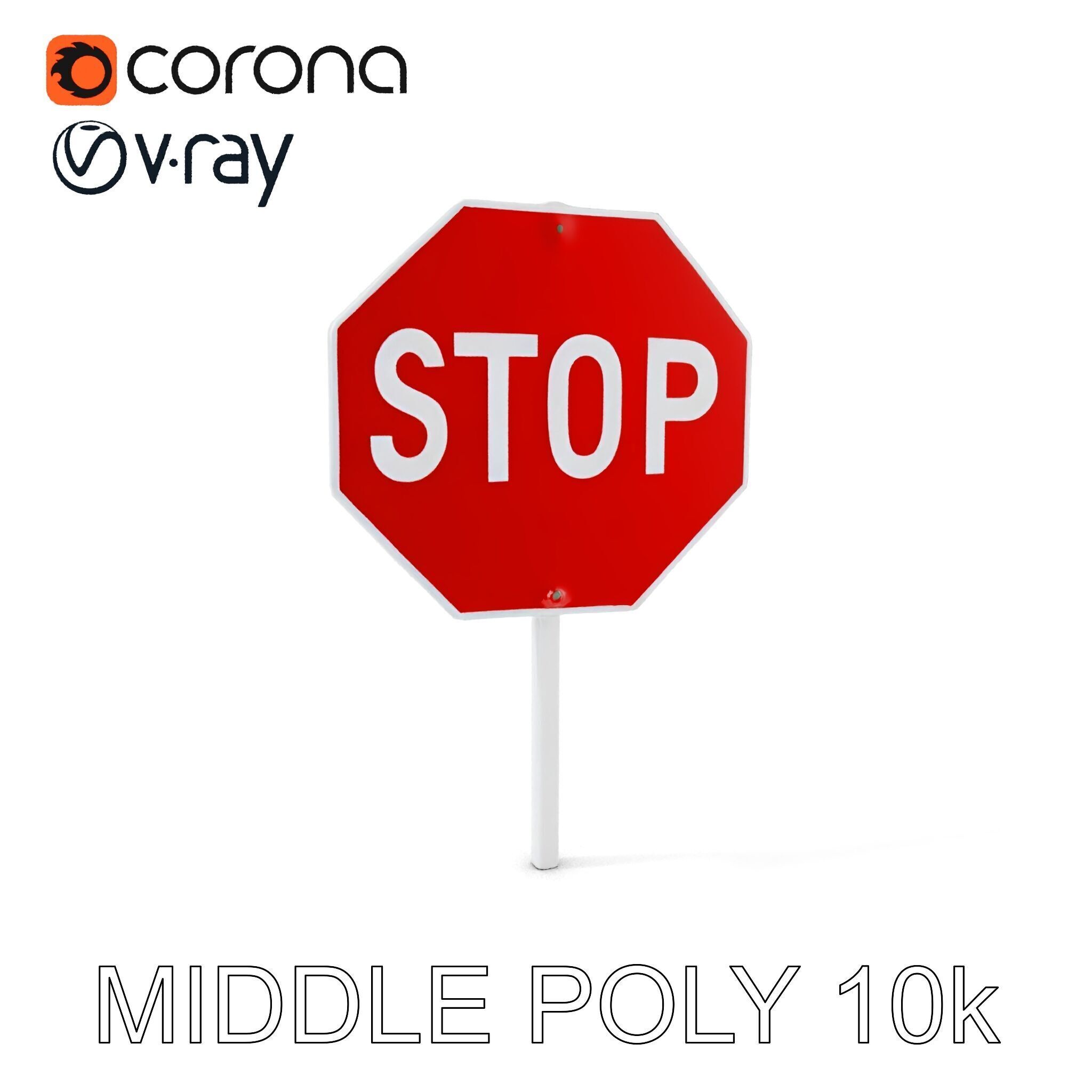 Realistic Stop Sign D Model Pack Low-poly 3D model_7