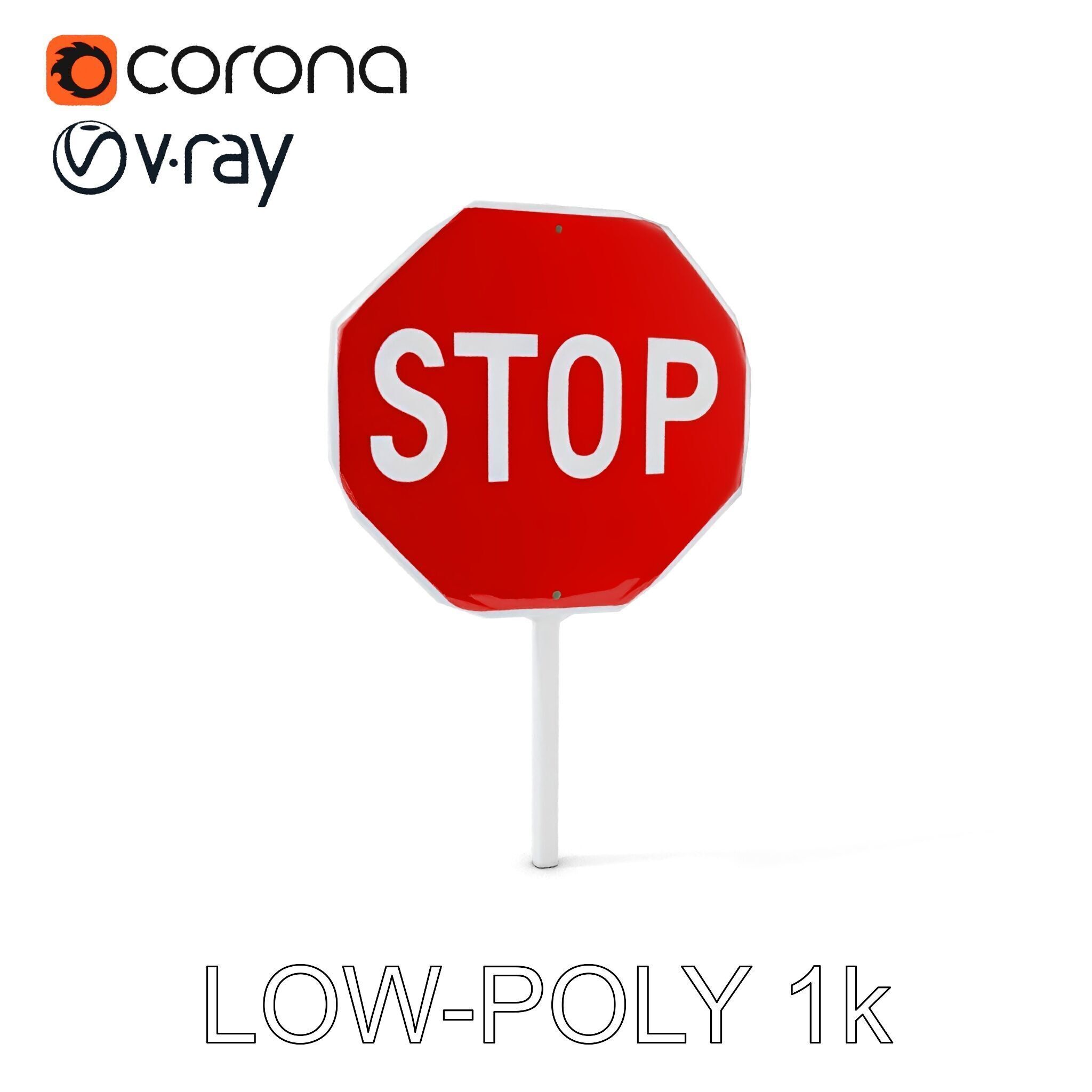 Realistic Stop Sign D Model Pack Low-poly 3D model_21