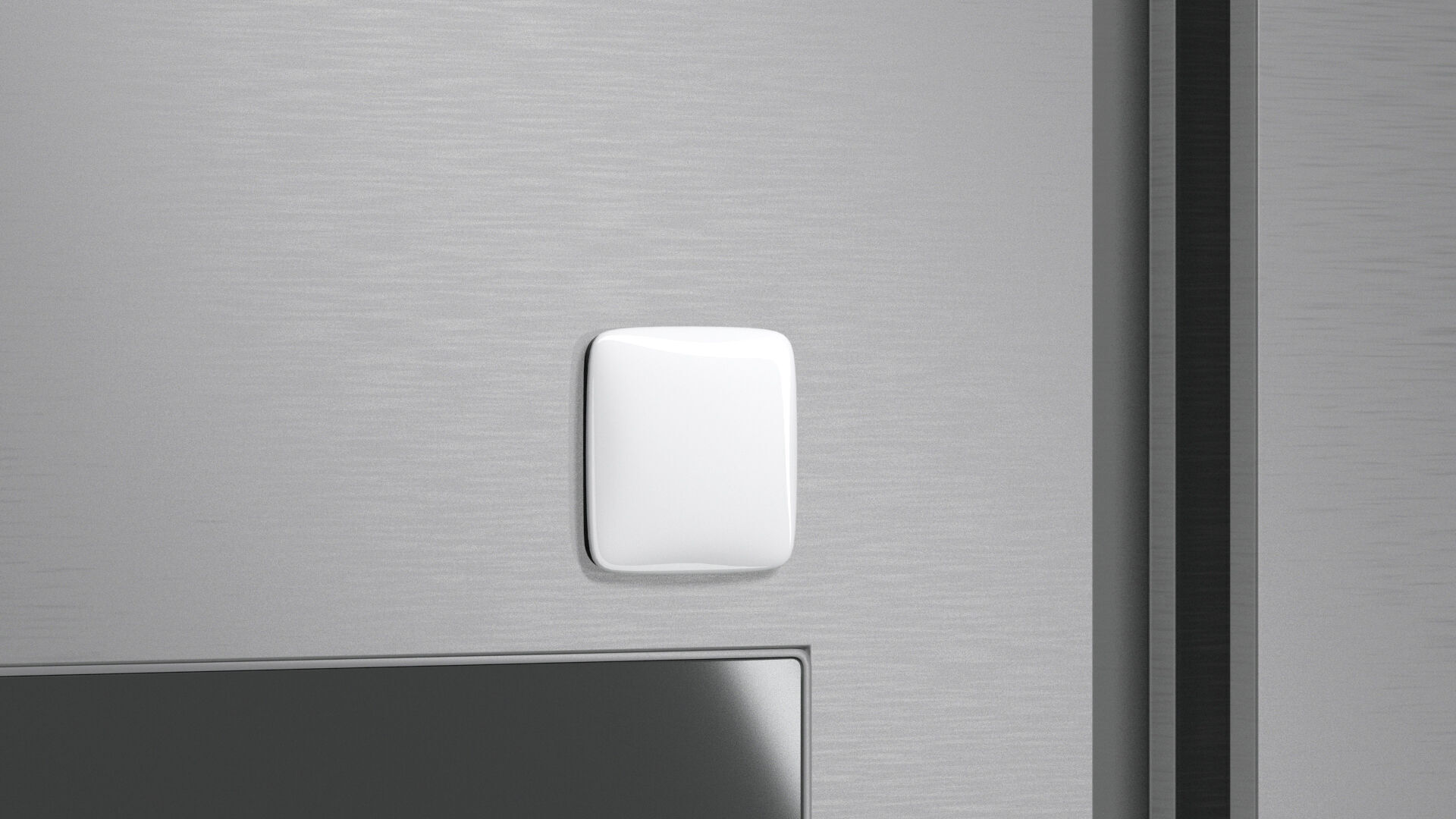 White Round Square Fridge Magnet - rectangle magnetic souvenir 3D model_2