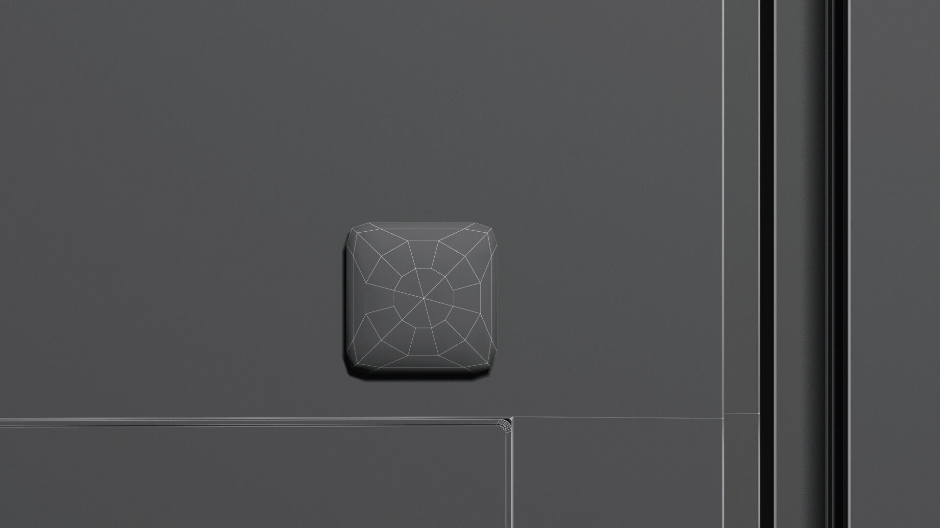 White Round Square Fridge Magnet - rectangle magnetic souvenir 3D model_7