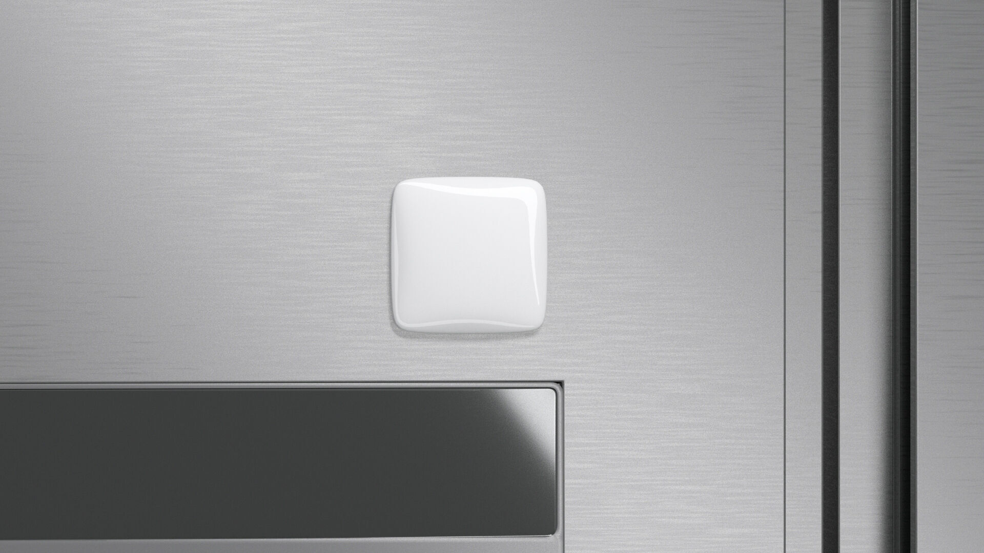 White Round Square Fridge Magnet - rectangle magnetic souvenir 3D model_1