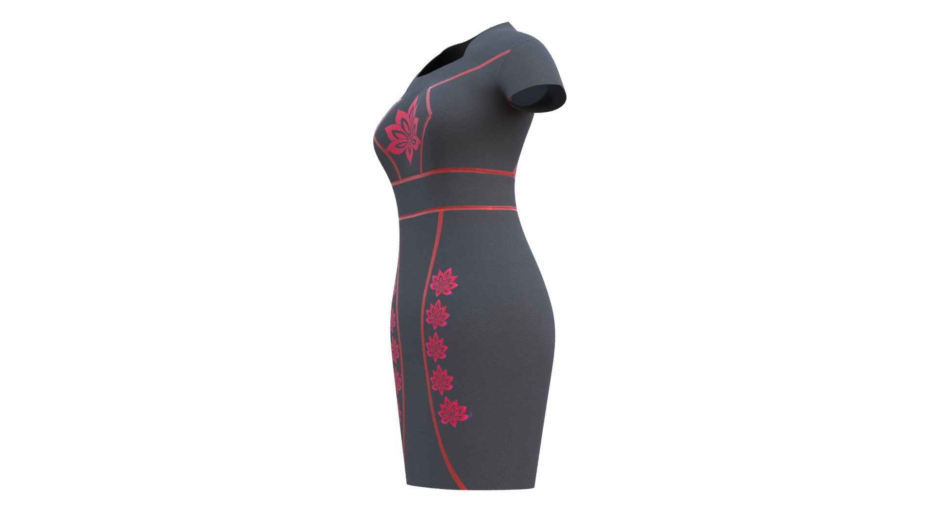 Low Poly Black Vintage Dress Low-poly 3D model_40