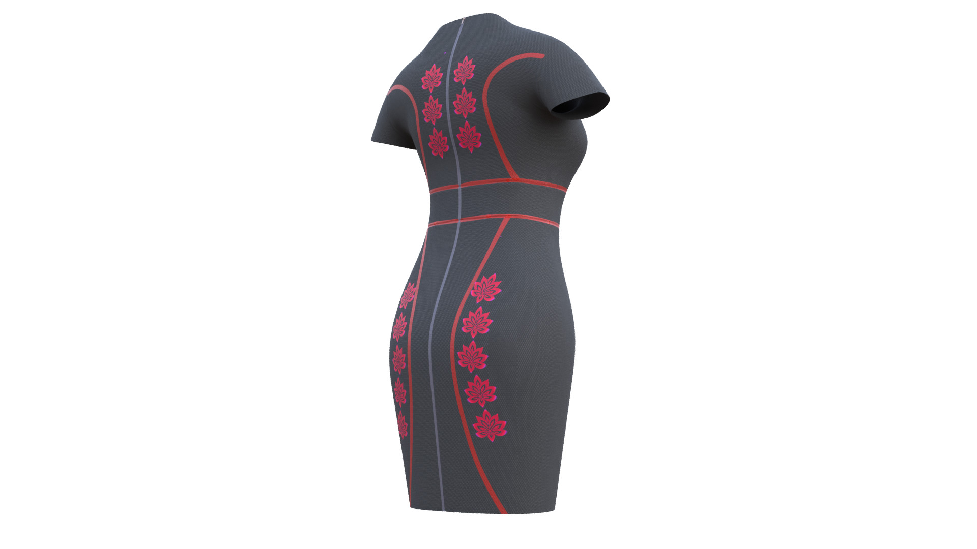 Low Poly Black Vintage Dress Low-poly 3D model_24