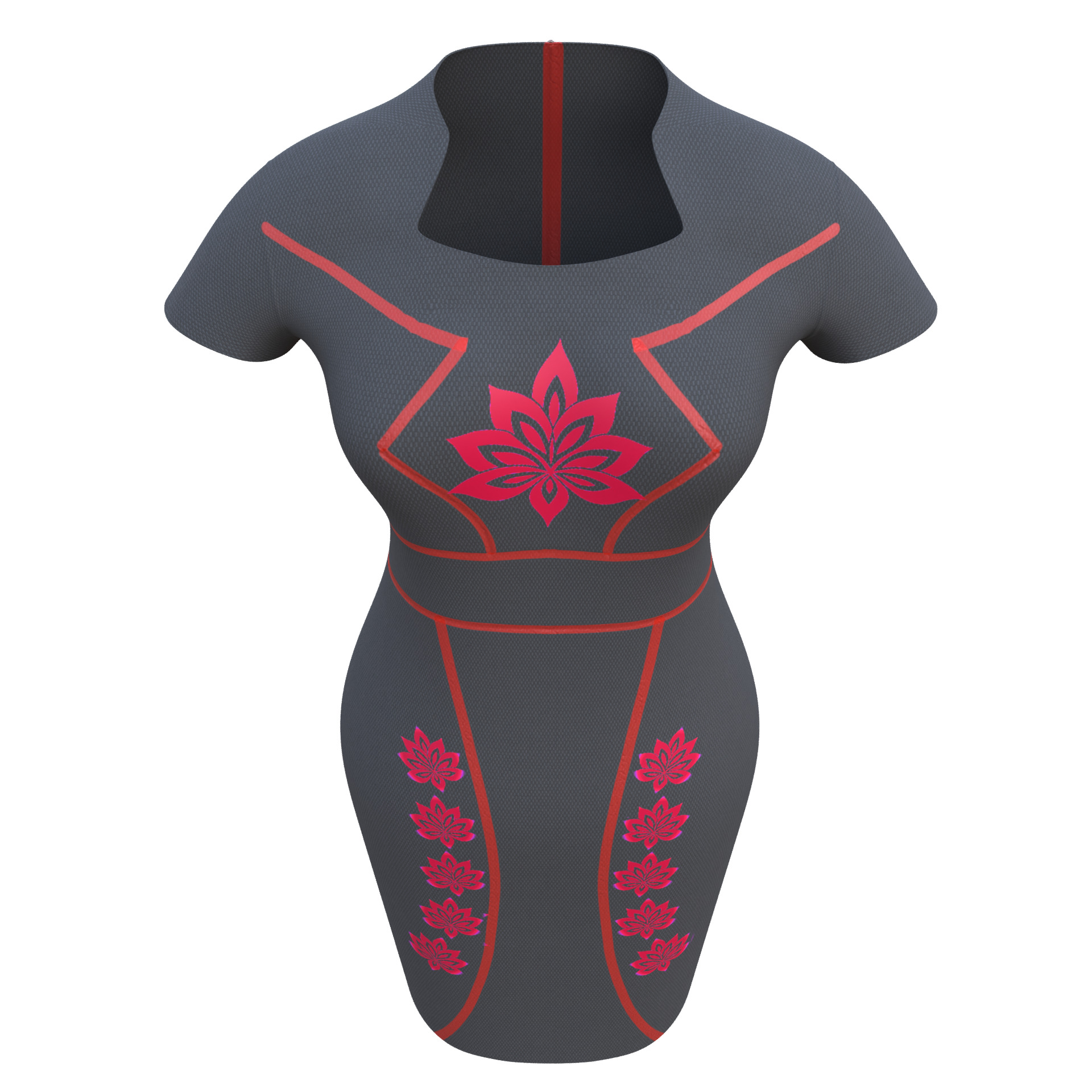 Low Poly Black Vintage Dress Low-poly 3D model_6