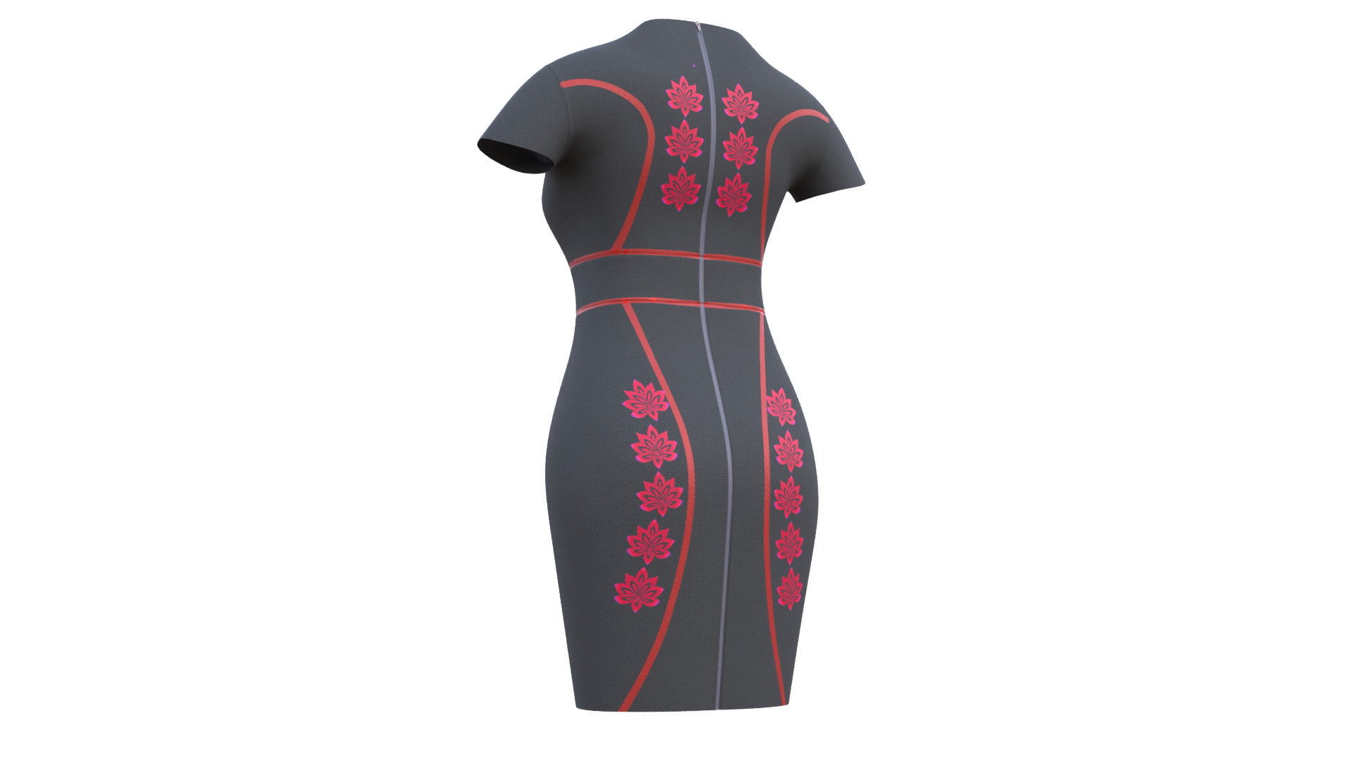 Low Poly Black Vintage Dress Low-poly 3D model_31