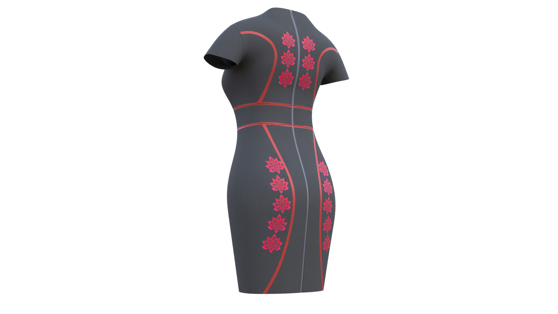 Low Poly Black Vintage Dress Low-poly 3D model_32
