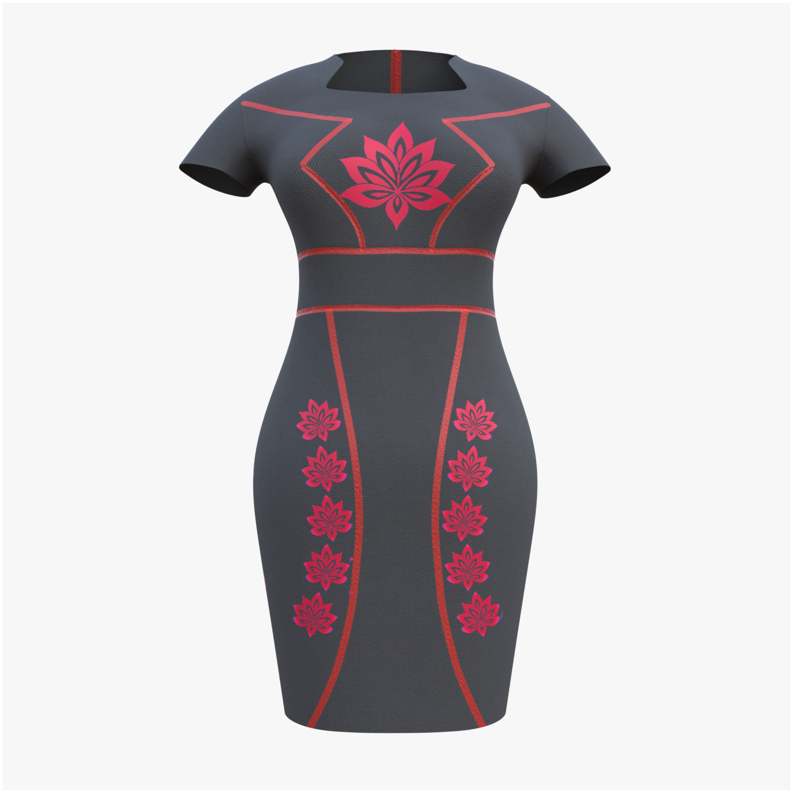 Low Poly Black Vintage Dress Low-poly 3D model_1