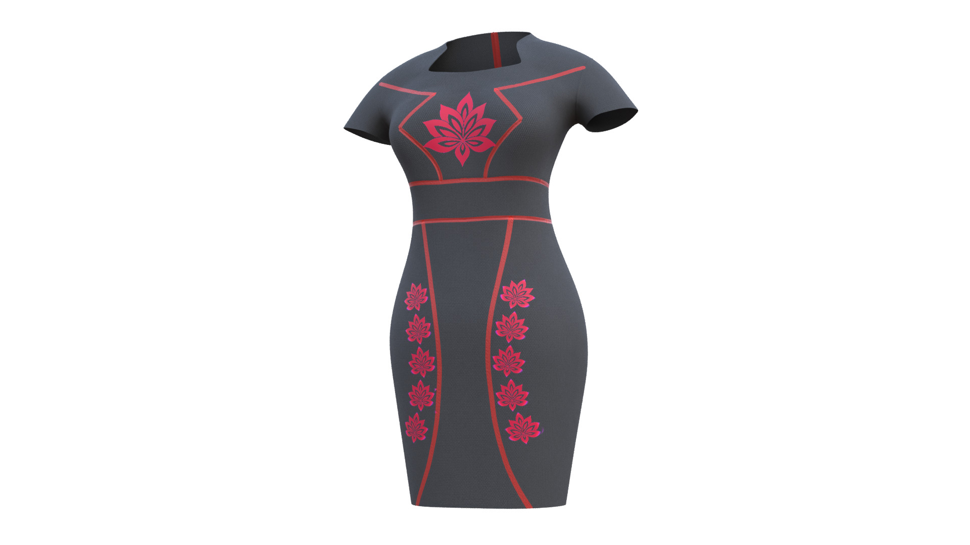 Low Poly Black Vintage Dress Low-poly 3D model_44