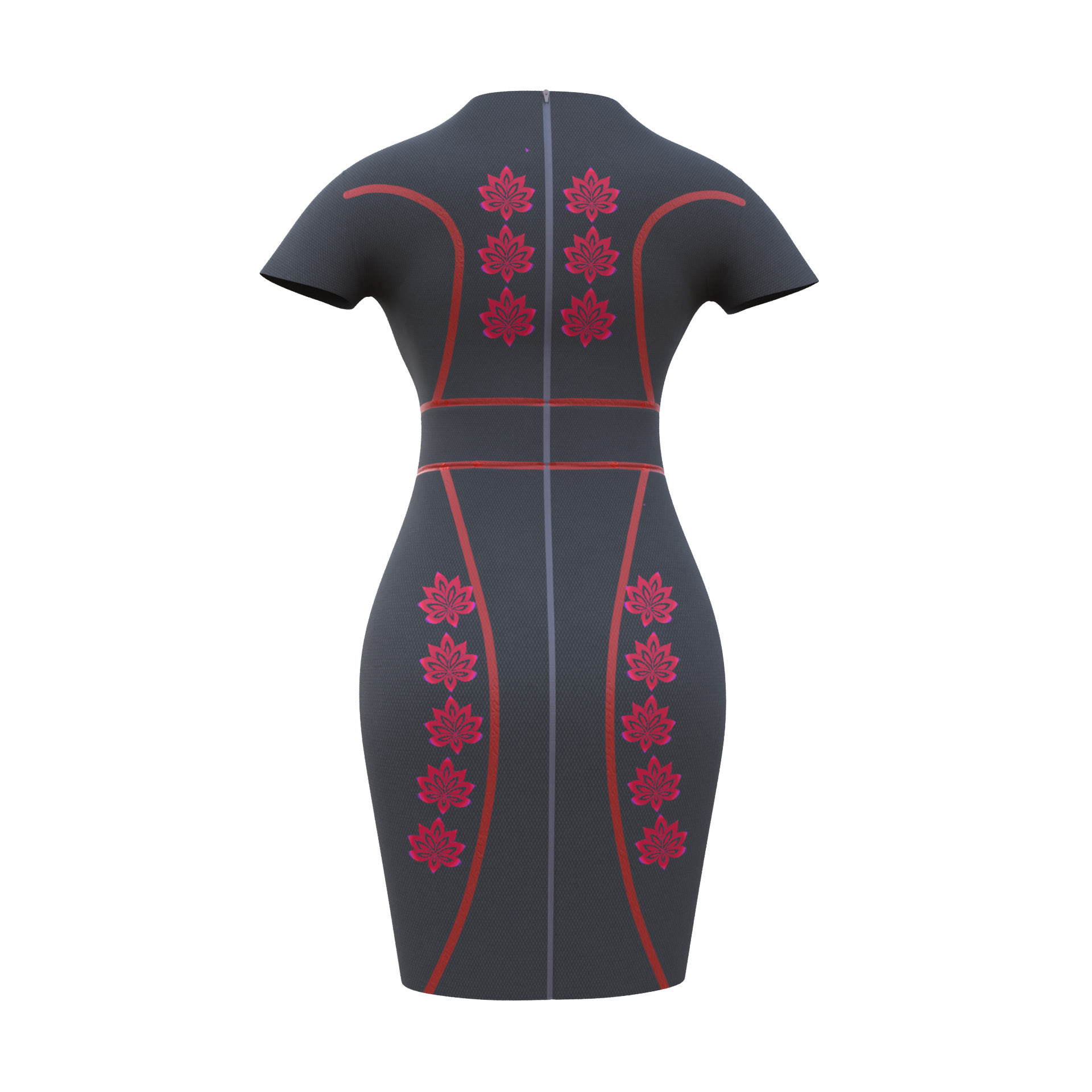 Low Poly Black Vintage Dress Low-poly 3D model_4