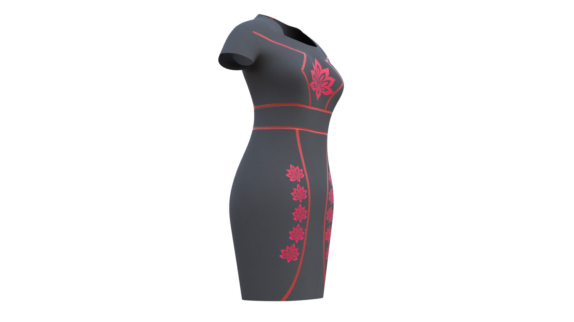 Low Poly Black Vintage Dress Low-poly 3D model_16