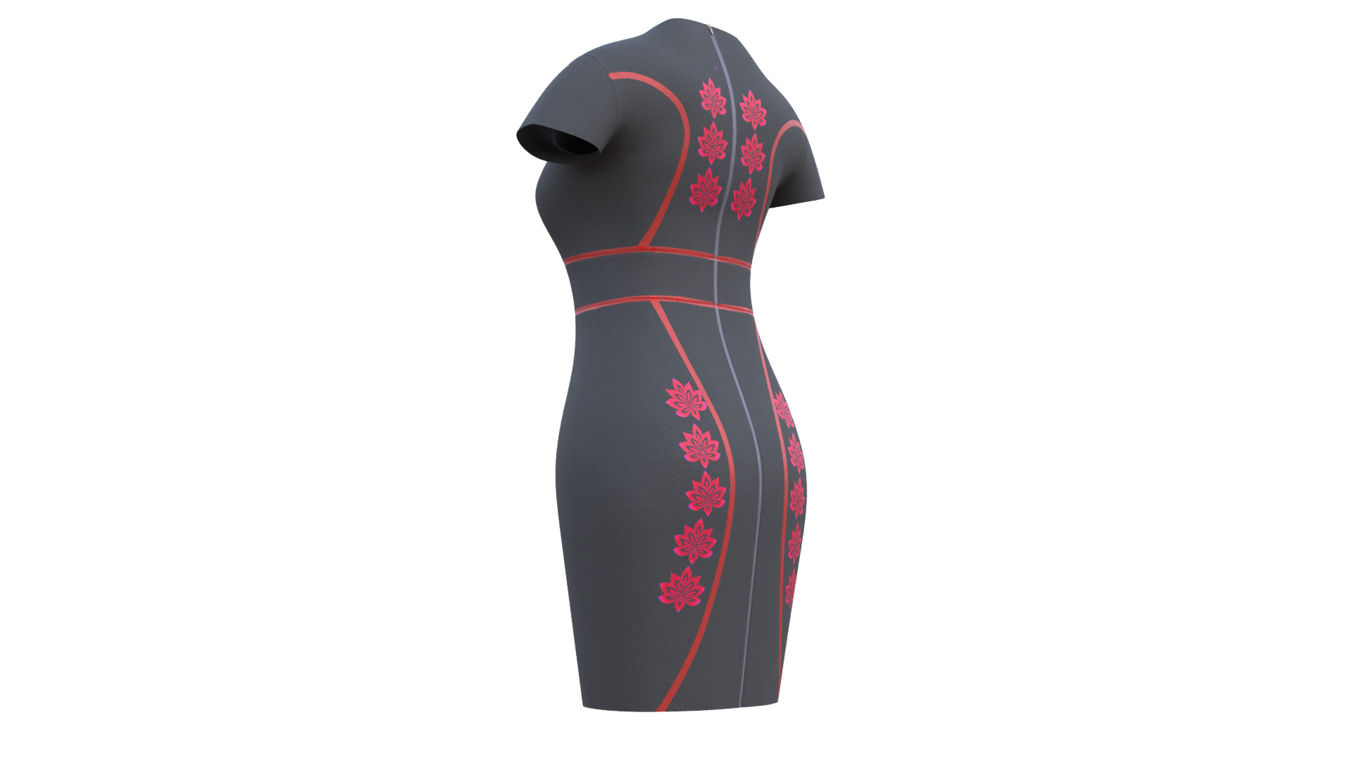 Low Poly Black Vintage Dress Low-poly 3D model_33