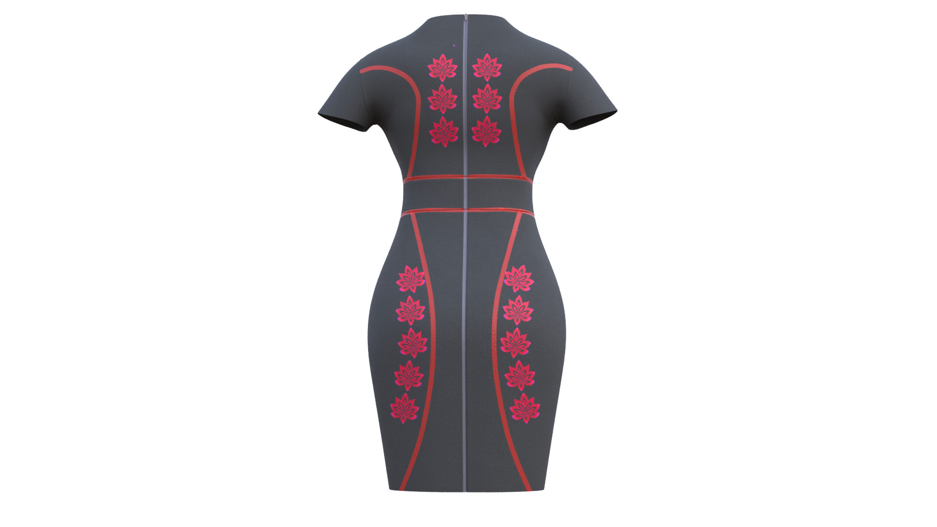 Low Poly Black Vintage Dress Low-poly 3D model_28