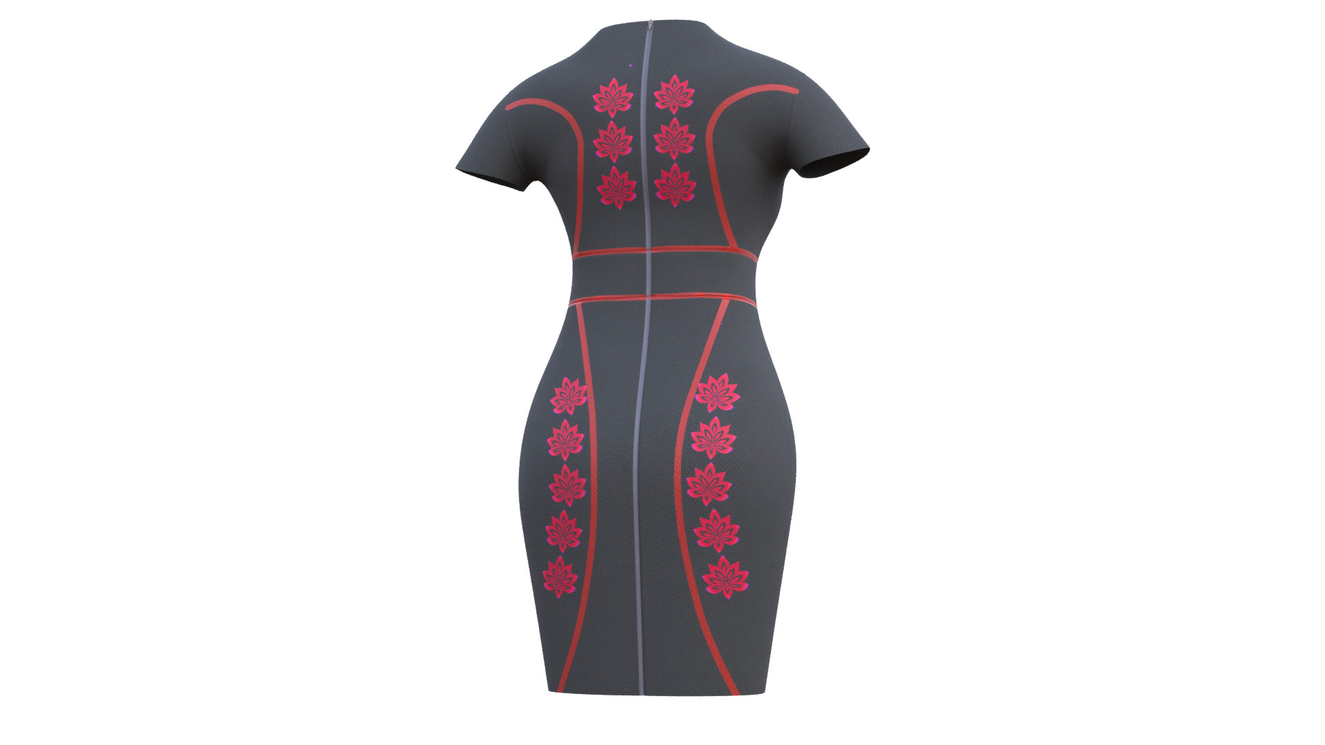 Low Poly Black Vintage Dress Low-poly 3D model_27