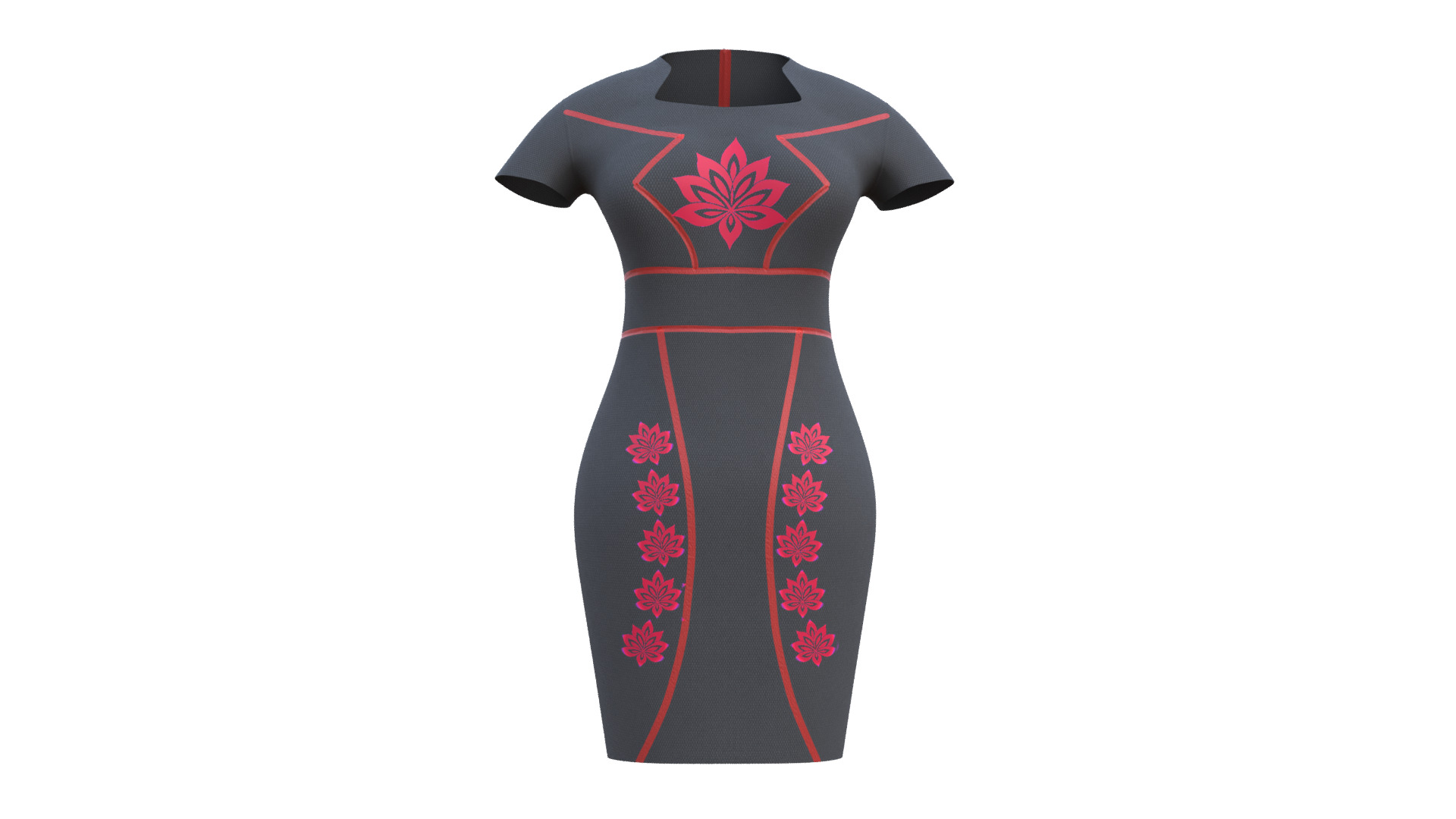 Low Poly Black Vintage Dress Low-poly 3D model_46