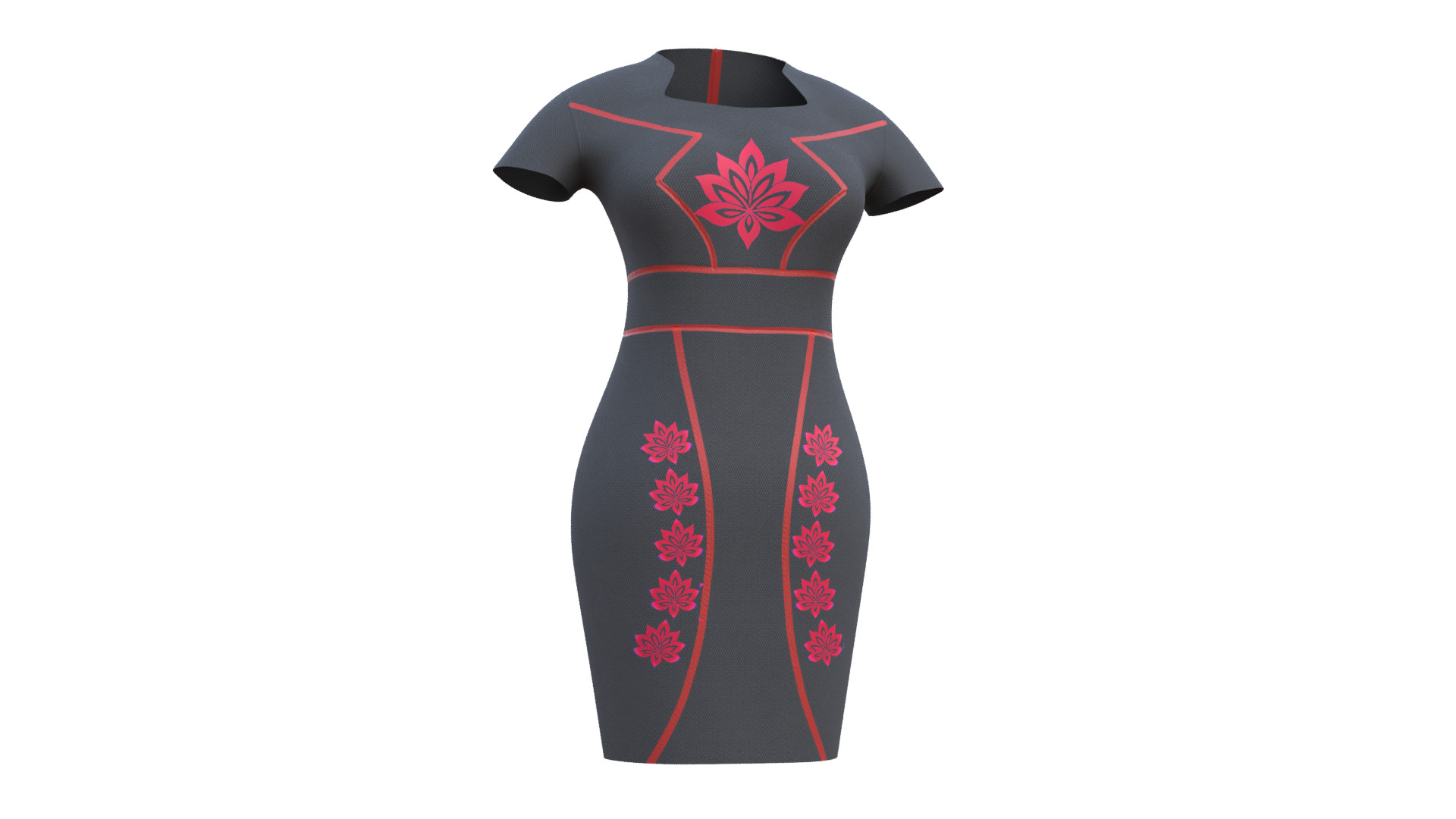 Low Poly Black Vintage Dress Low-poly 3D model_12