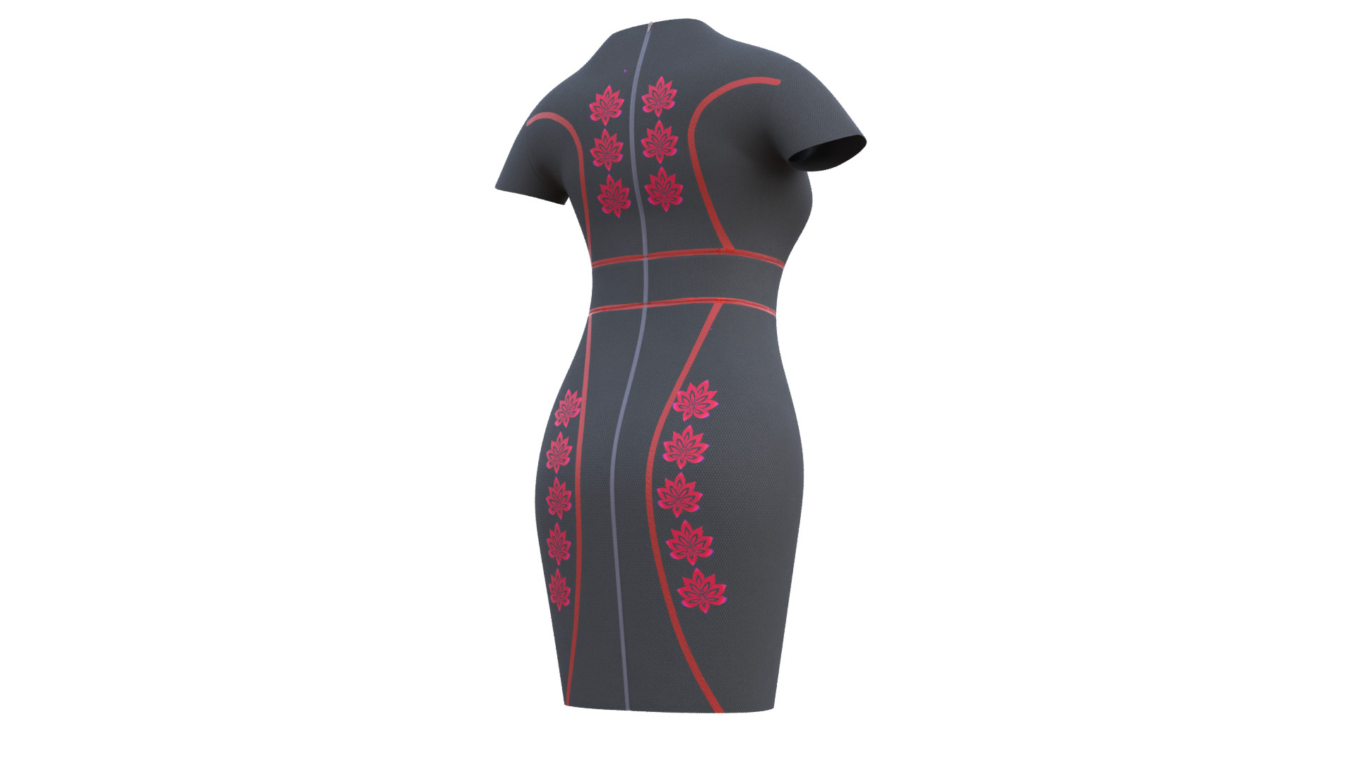 Low Poly Black Vintage Dress Low-poly 3D model_25