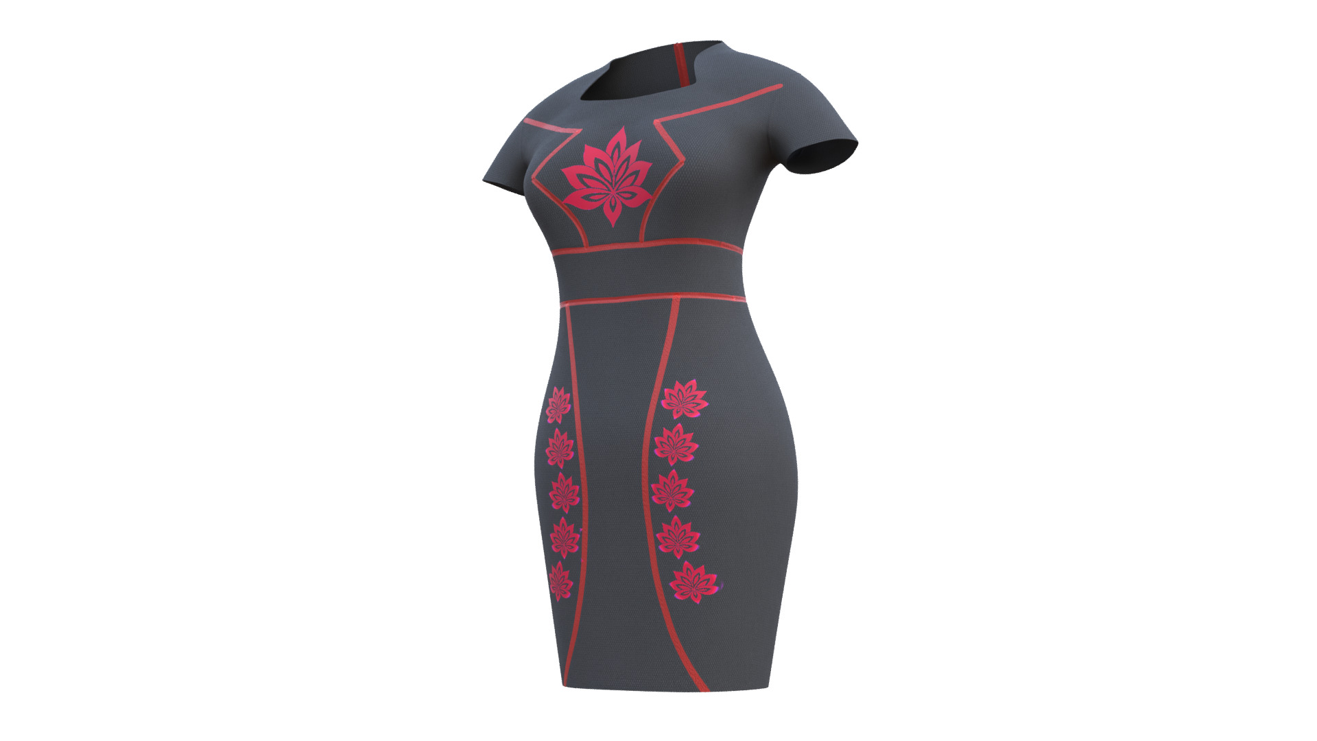 Low Poly Black Vintage Dress Low-poly 3D model_43