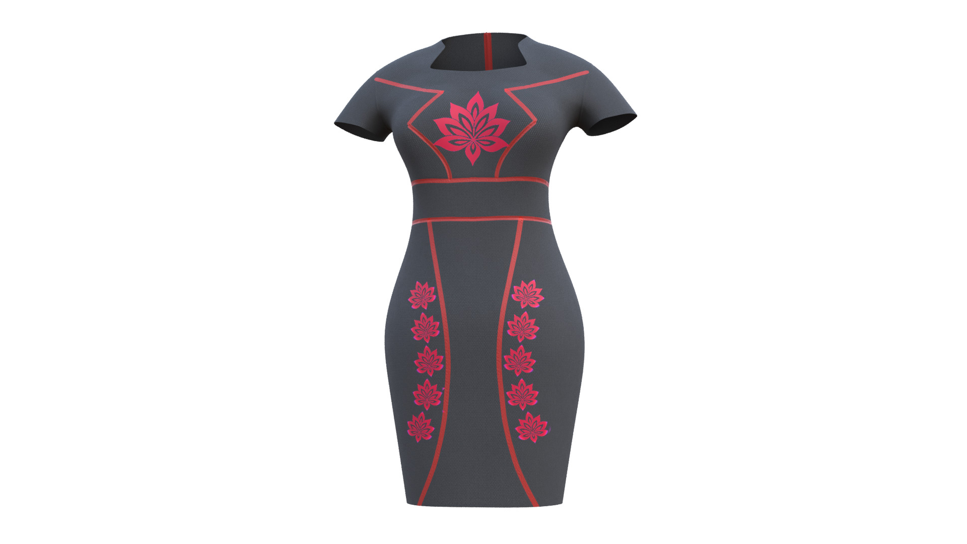 Low Poly Black Vintage Dress Low-poly 3D model_45