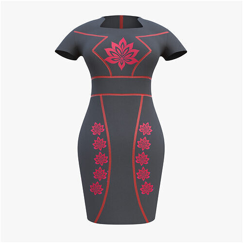 Low Poly Black Vintage Dress Low-poly 3D model