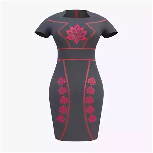 Low Poly Black Vintage Dress Low-poly 3D model