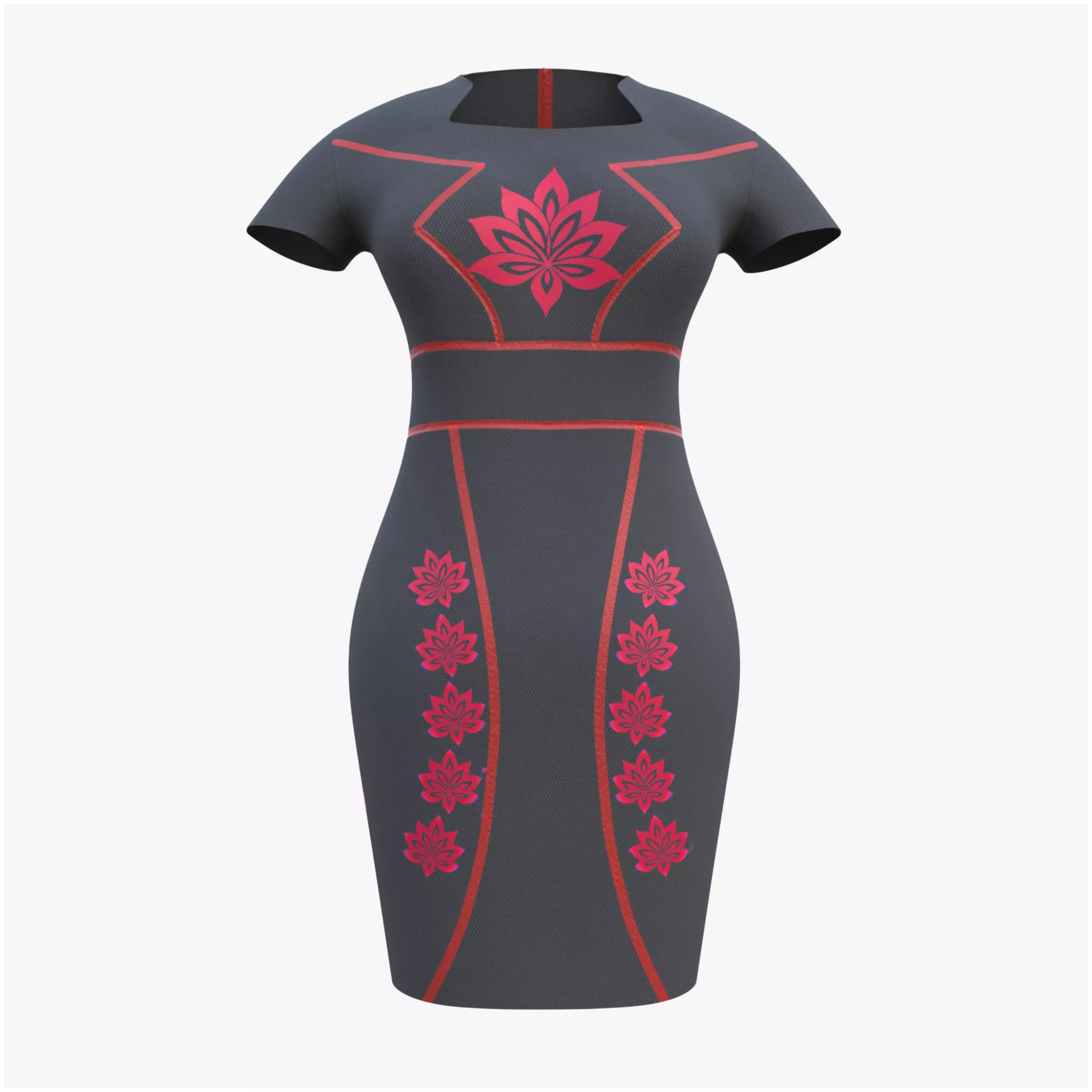 Low Poly Black Vintage Dress Low-poly 3D model_0