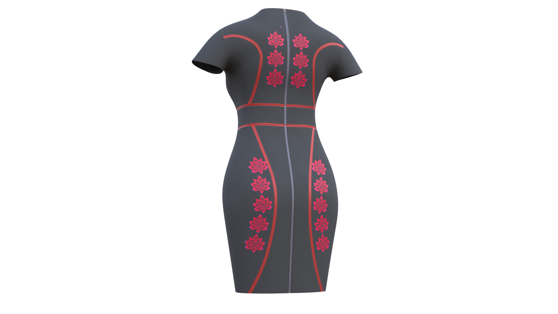 Low Poly Black Vintage Dress Low-poly 3D model_30