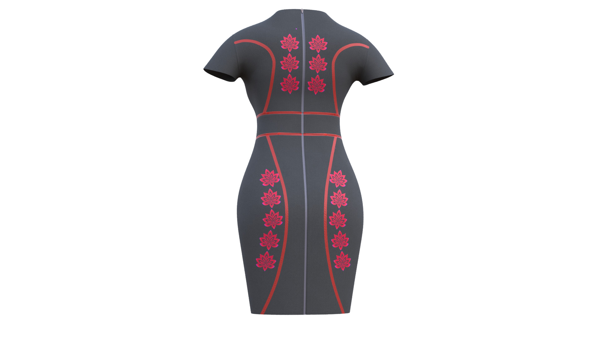 Low Poly Black Vintage Dress Low-poly 3D model_29
