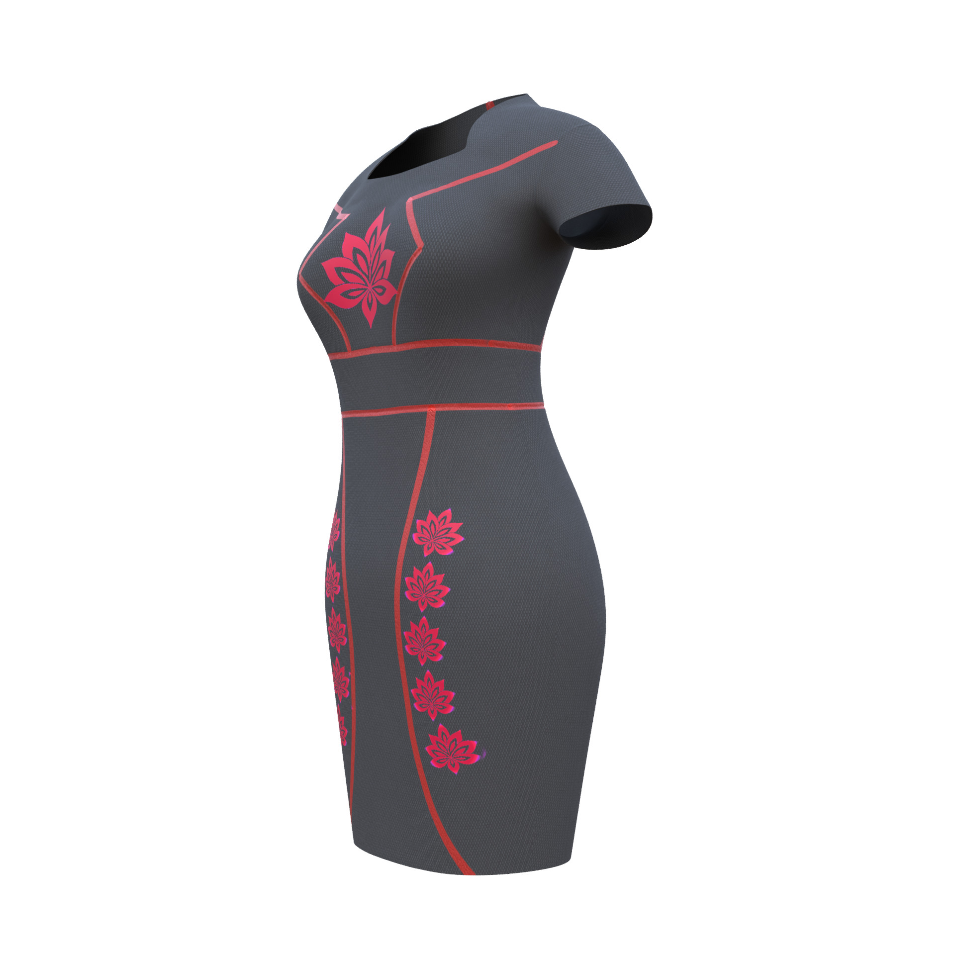 Low Poly Black Vintage Dress Low-poly 3D model_2