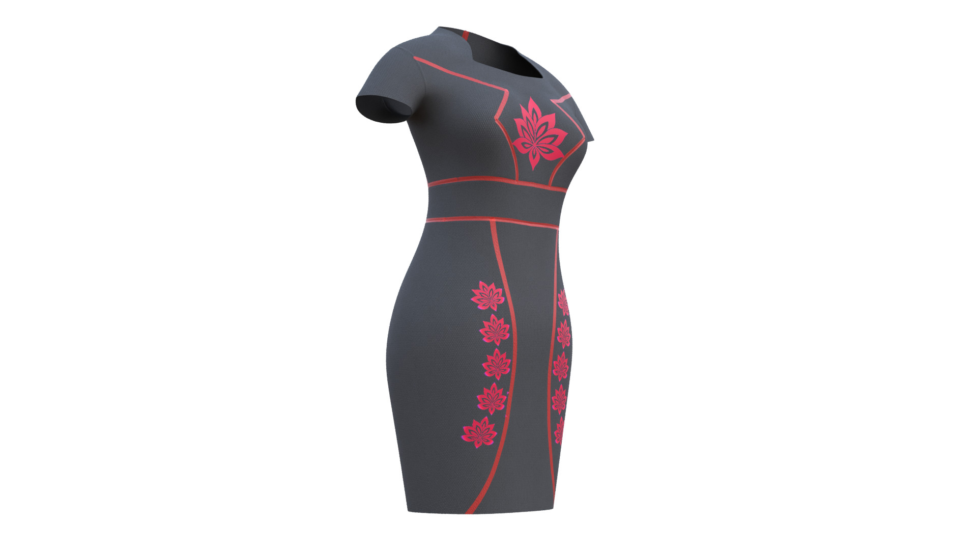 Low Poly Black Vintage Dress Low-poly 3D model_15