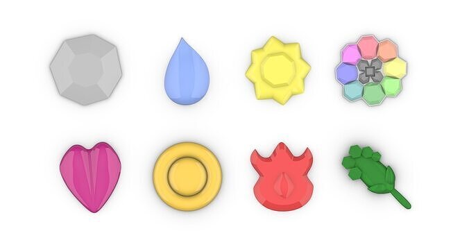Pokemon Kanto Gym Badges 3D print model