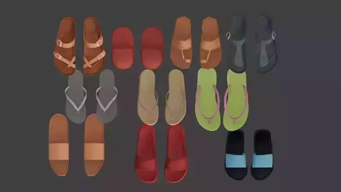 Sandal and Flip-Flop Collection  Summer Footwear Asset Pack 3D model