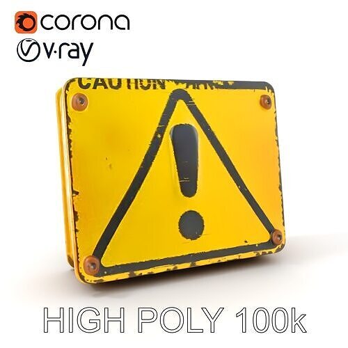 Vintage Warning Sign Model Pack Low-poly 3D model