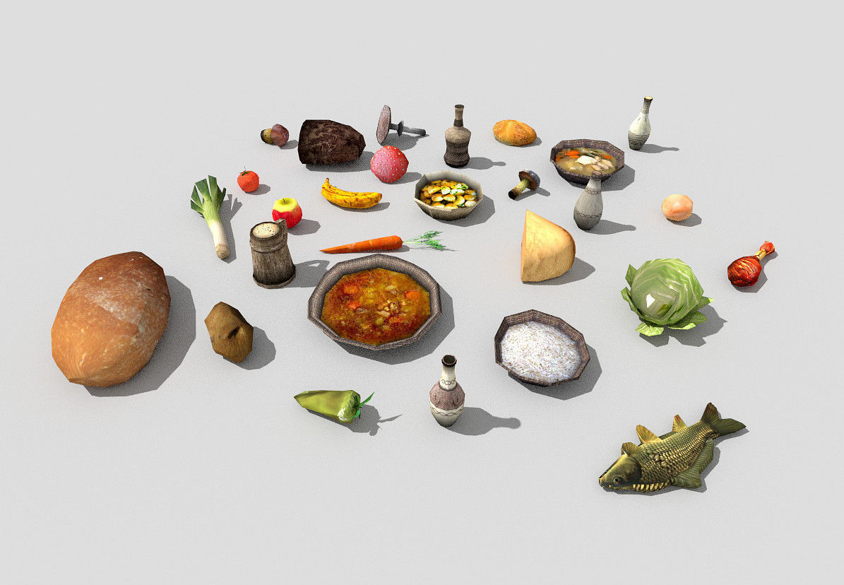 huge low poly food collection Low-poly 3D model_3