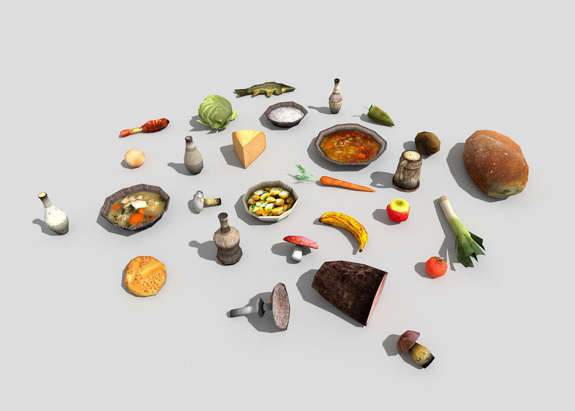 huge low poly food collection Low-poly 3D model_1