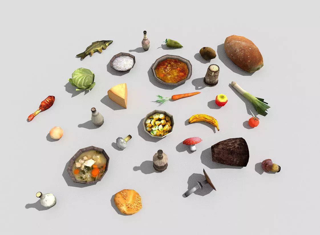huge low poly food collection Low-poly 3D model_0