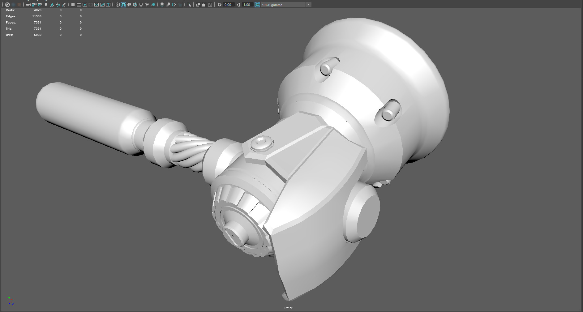 Sci Fi Mechanical Gavel  Hammer  Game Ready Low-poly 3D model_1