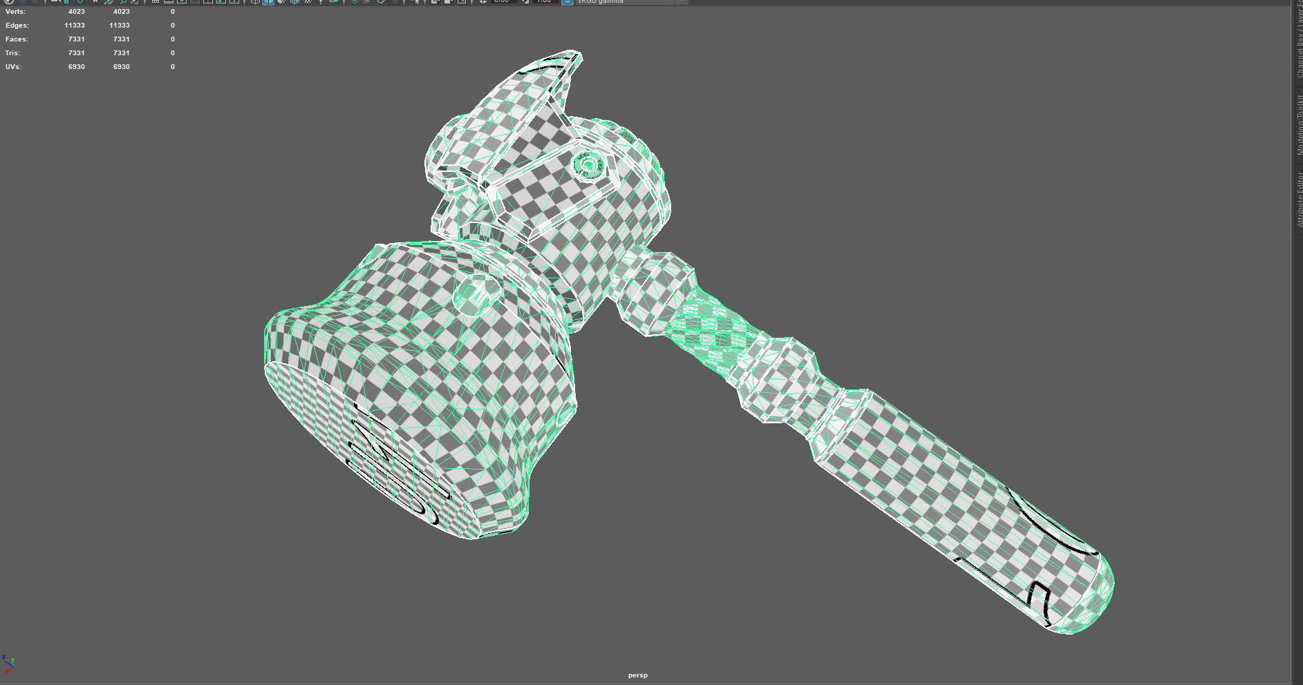Sci Fi Mechanical Gavel  Hammer  Game Ready Low-poly 3D model_5