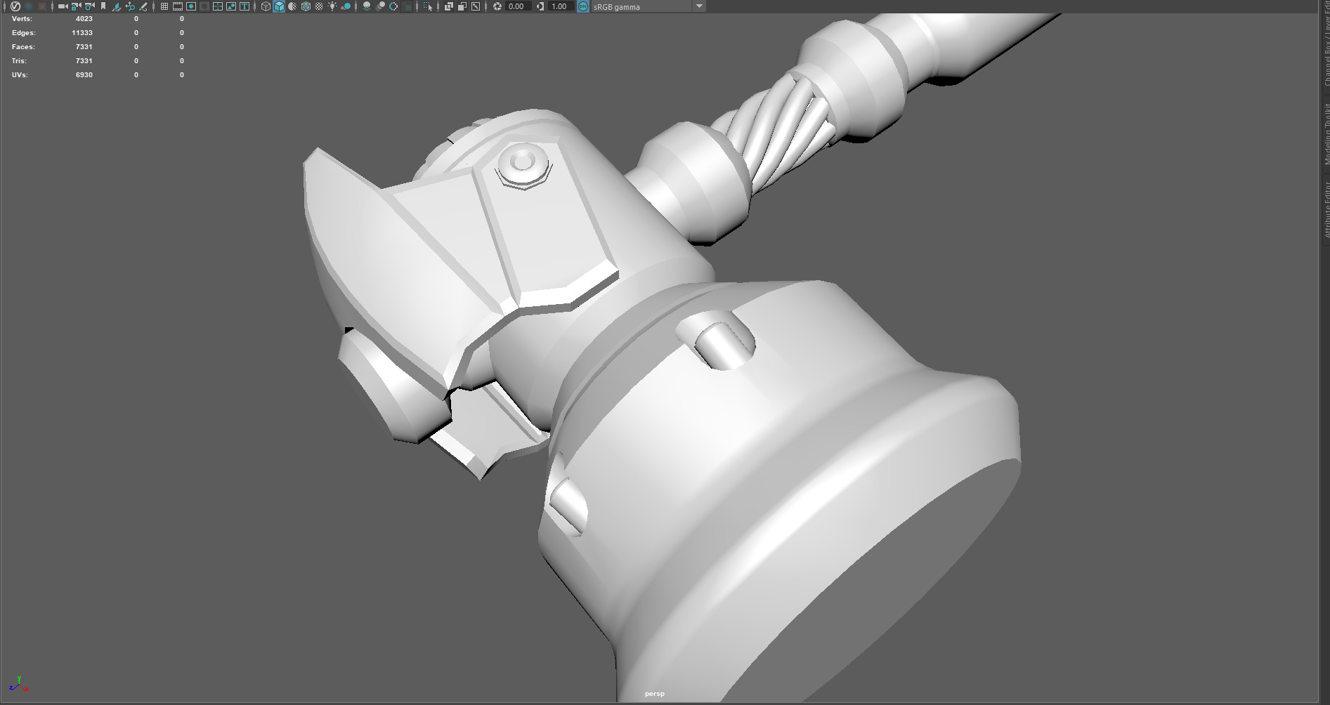 Sci Fi Mechanical Gavel  Hammer  Game Ready Low-poly 3D model_8