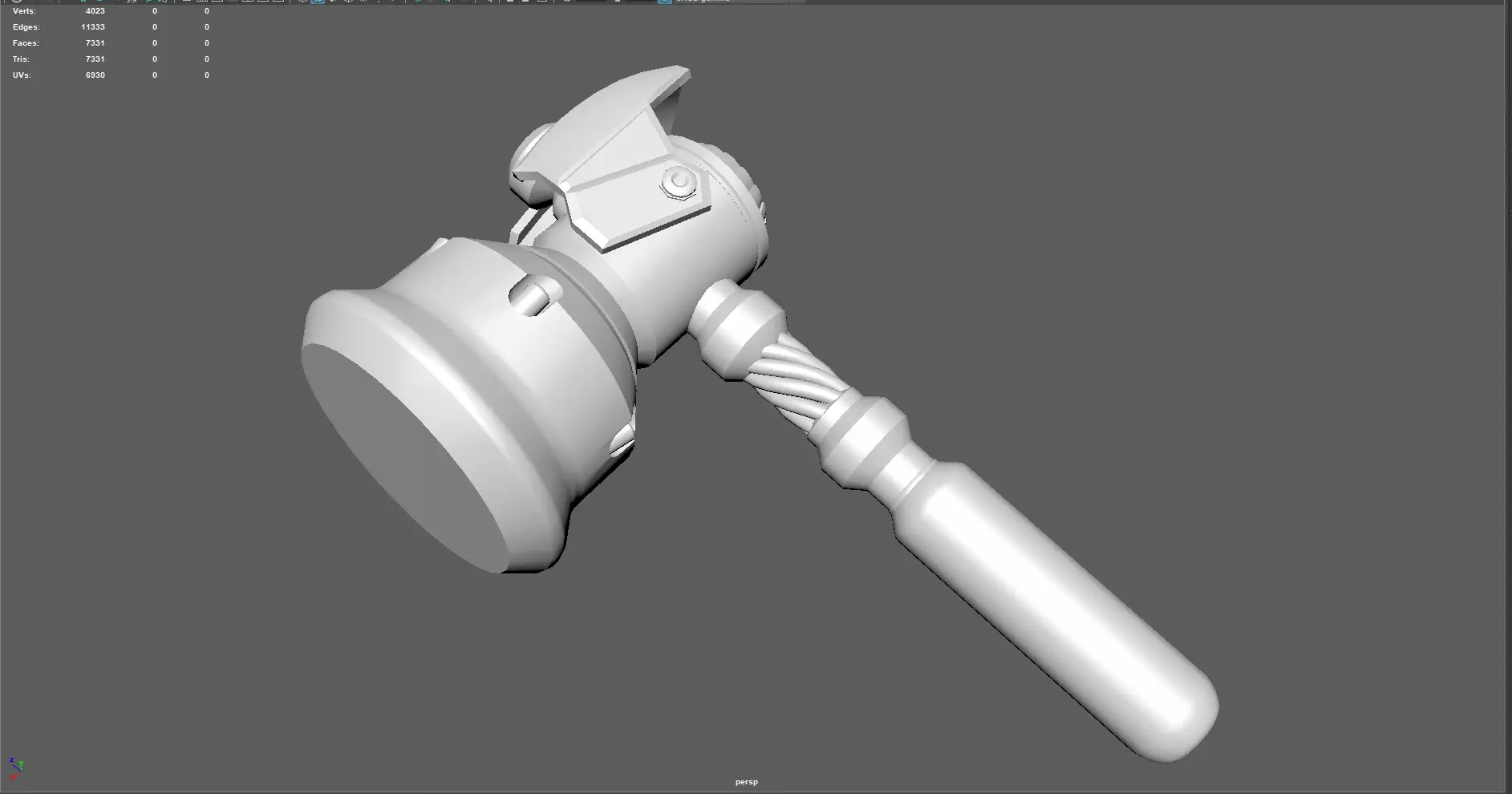 Sci Fi Mechanical Gavel  Hammer  Game Ready Low-poly 3D model_0