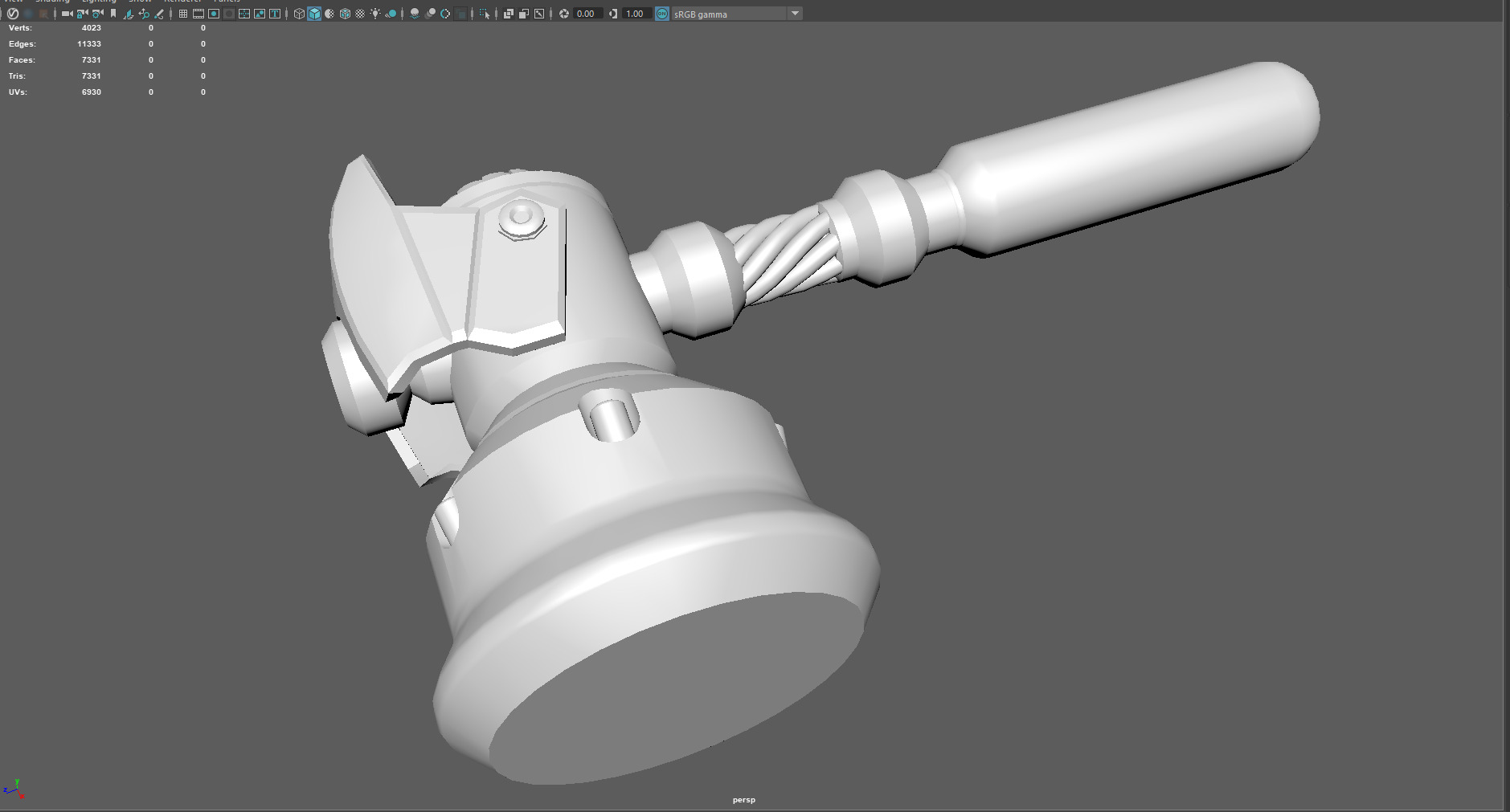 Sci Fi Mechanical Gavel  Hammer  Game Ready Low-poly 3D model_2