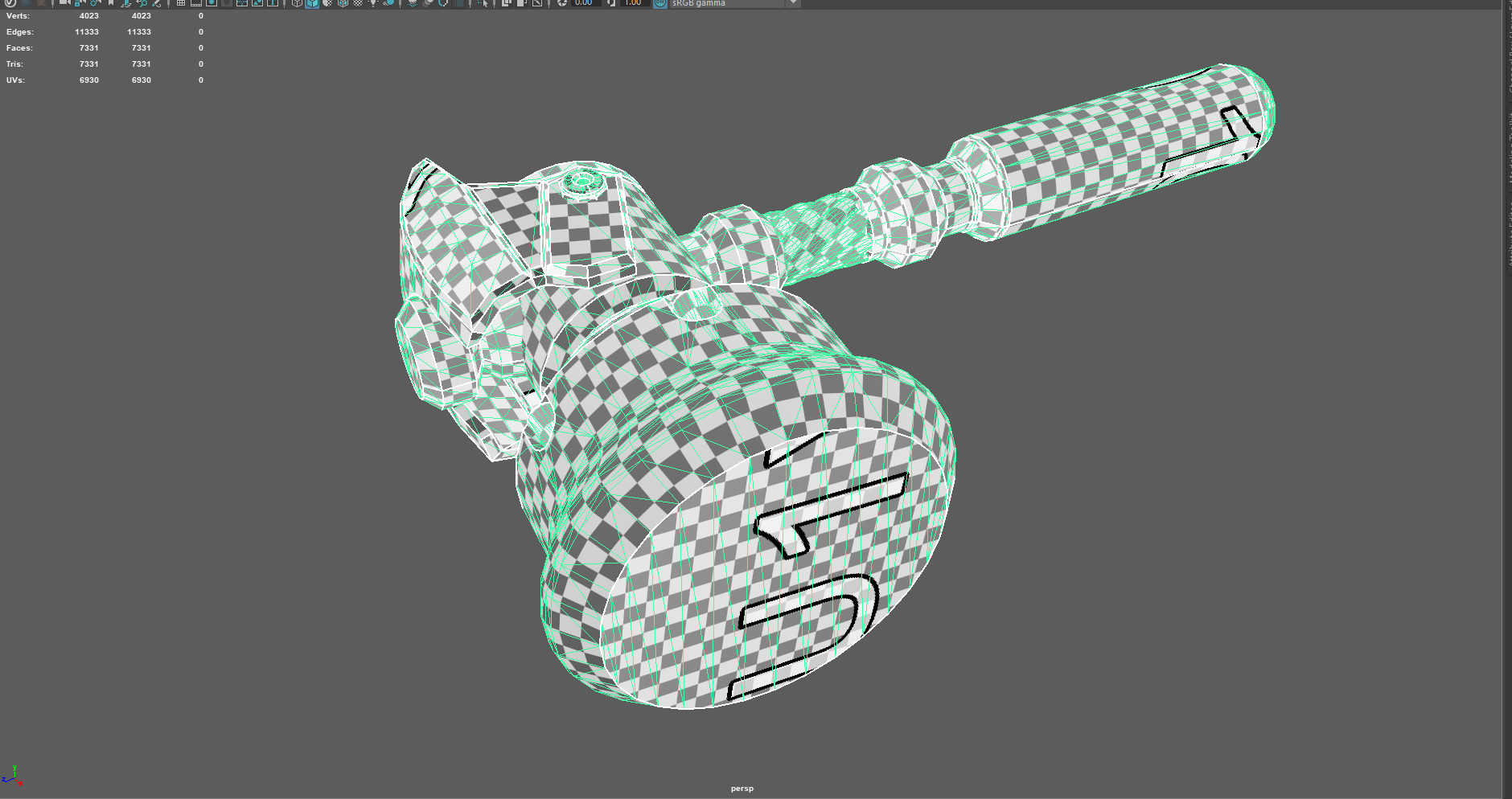 Sci Fi Mechanical Gavel  Hammer  Game Ready Low-poly 3D model_6