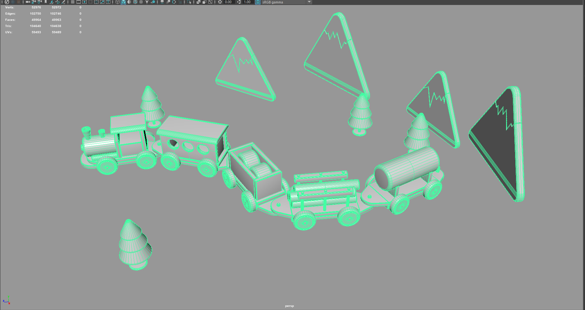 Cartoon Toy Train   Stylized 3D Model Low-poly 3D model_10