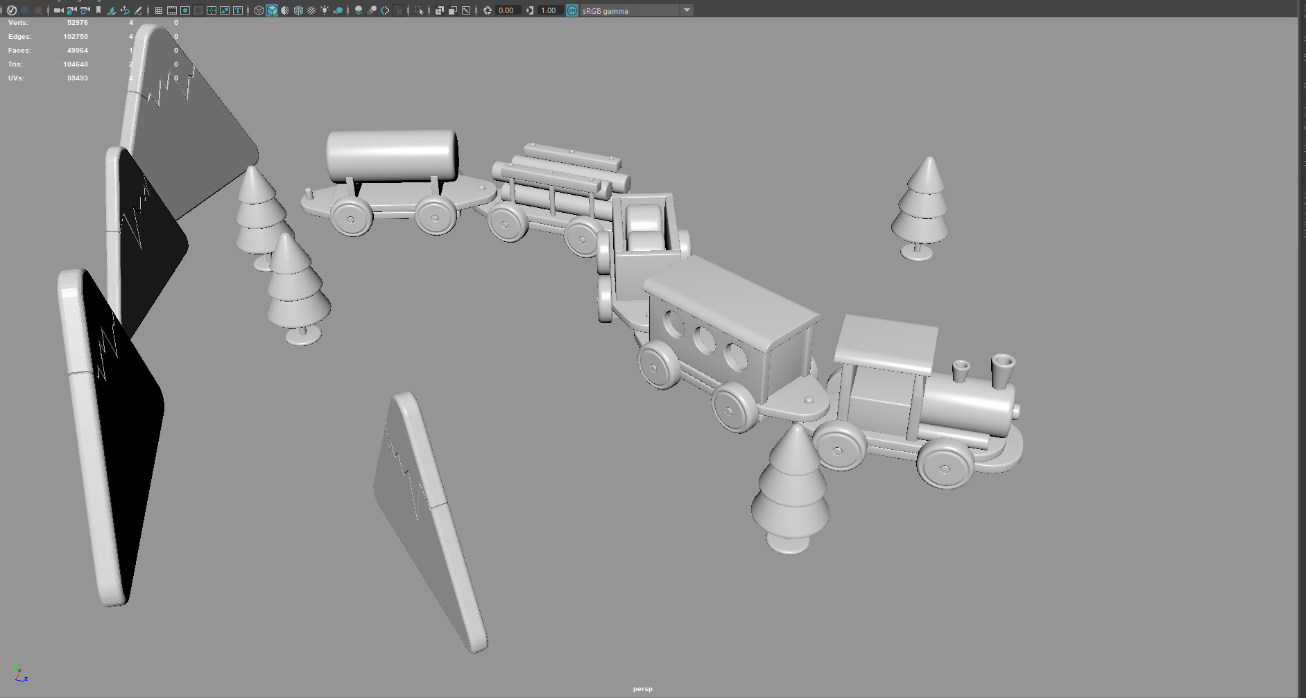 Cartoon Toy Train   Stylized 3D Model Low-poly 3D model_14