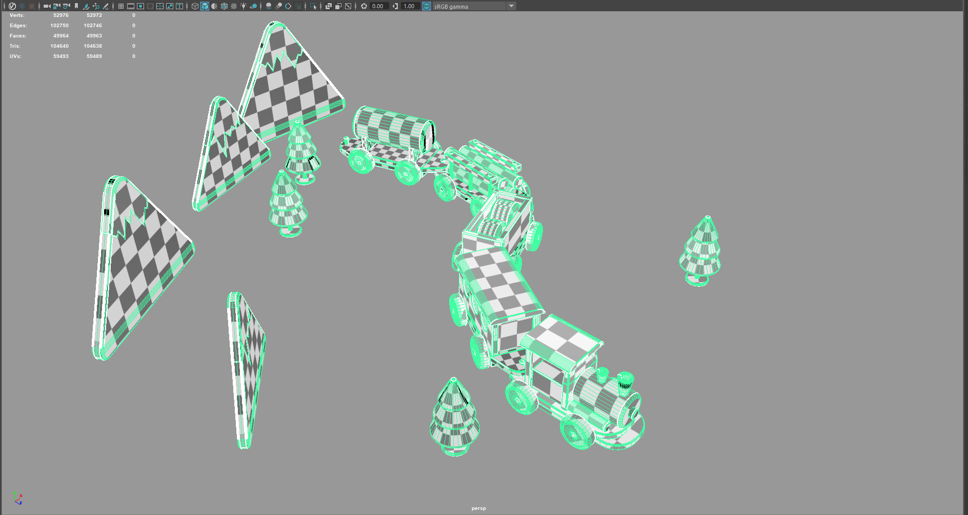 Cartoon Toy Train   Stylized 3D Model Low-poly 3D model_7