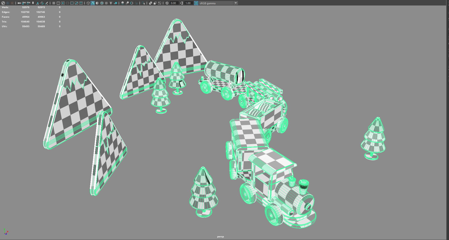 Cartoon Toy Train   Stylized 3D Model Low-poly 3D model_9