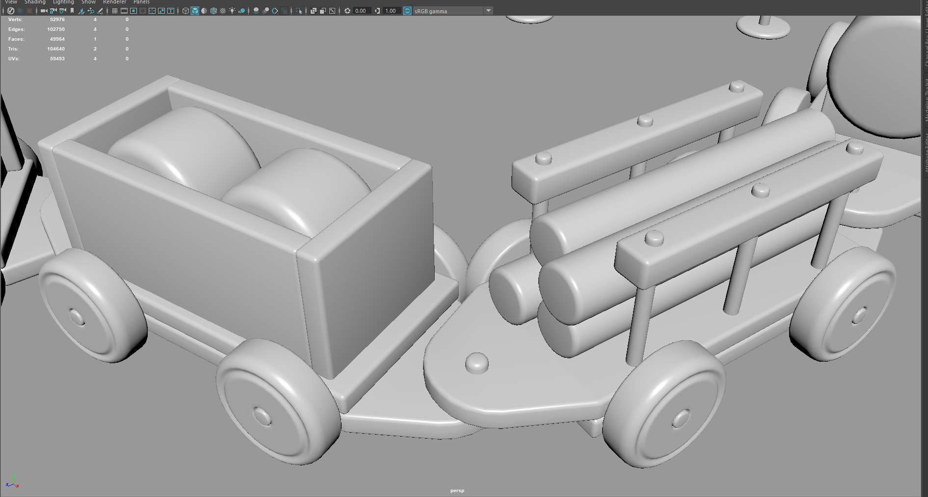 Cartoon Toy Train   Stylized 3D Model Low-poly 3D model_2