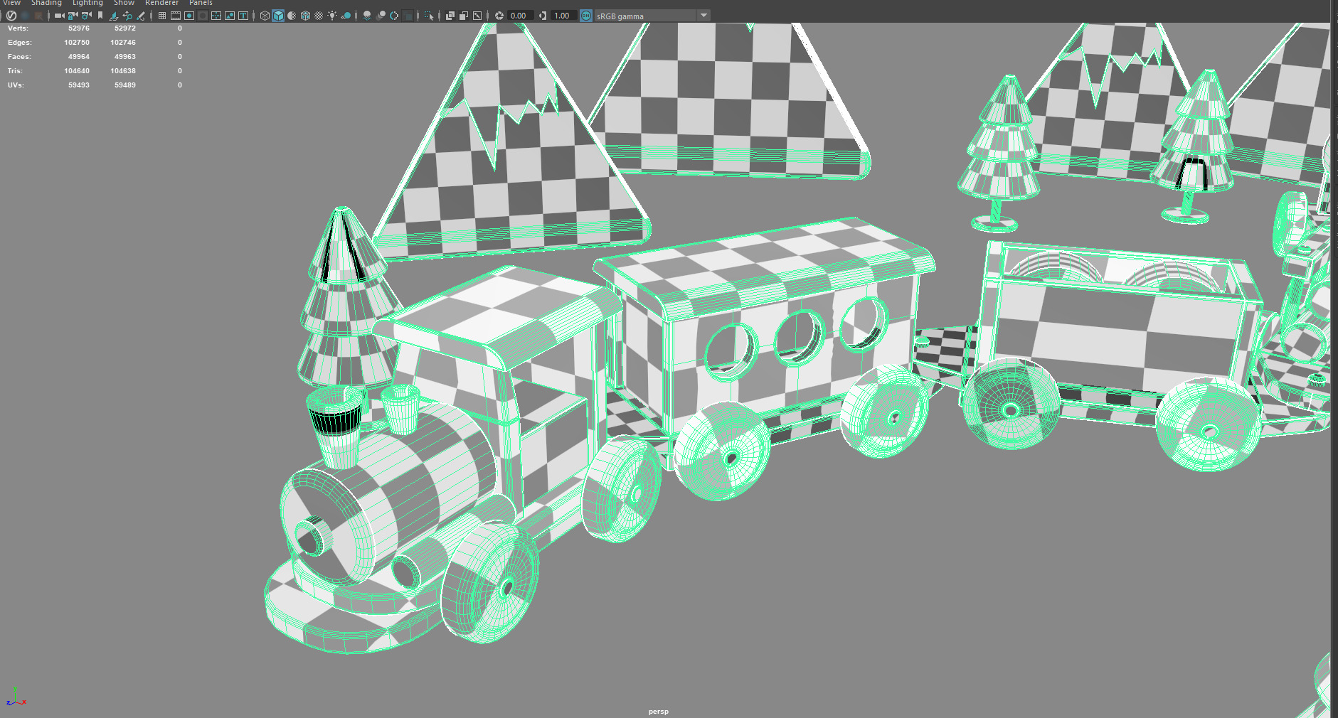 Cartoon Toy Train   Stylized 3D Model Low-poly 3D model_8